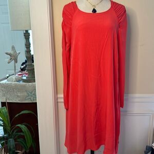 ZARA Backless Deep Coral Pink Long Sleeve Dress